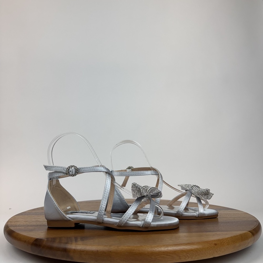New Girls Little Kids Badgley Mischka Lizzy Silver Strappy Sandals Size 13 C